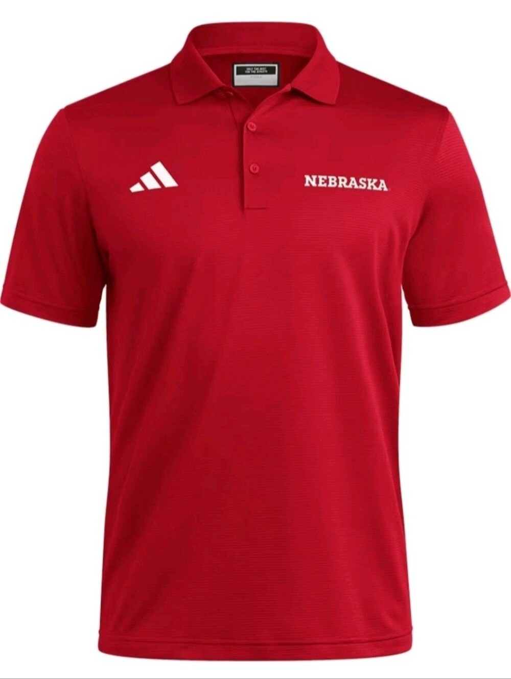 Adidas Nebraska Cornhuskers Mens Red Ottoman Wordmark Team Issue Polo XL $80